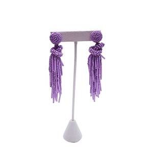 NEW HELLO EDIE women's fiesta beaded tassel earrings in lavender